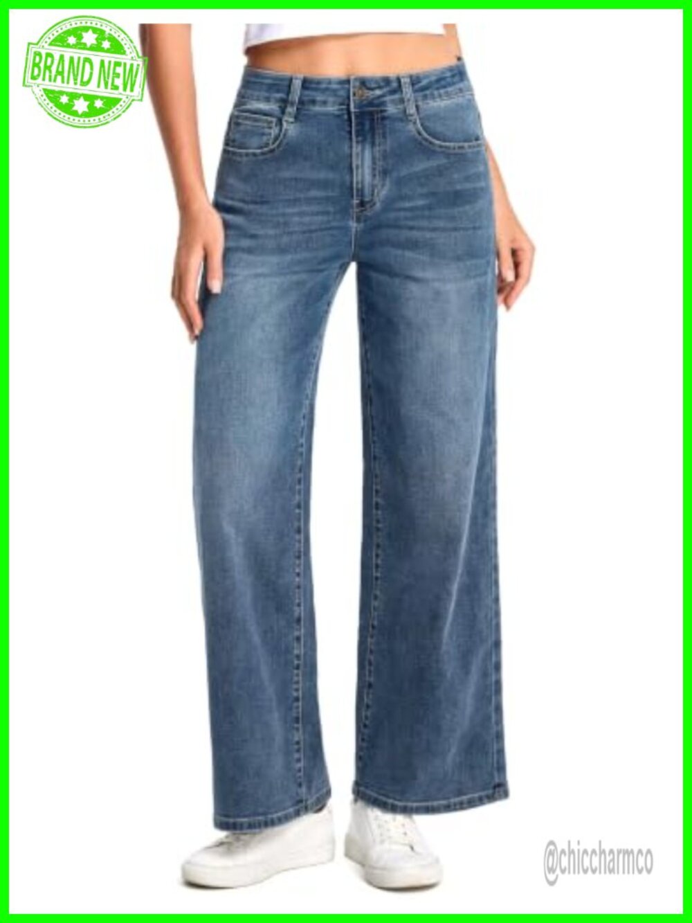 Wide Leg Stretchy Jeans Baggy Ankle Denim Pants